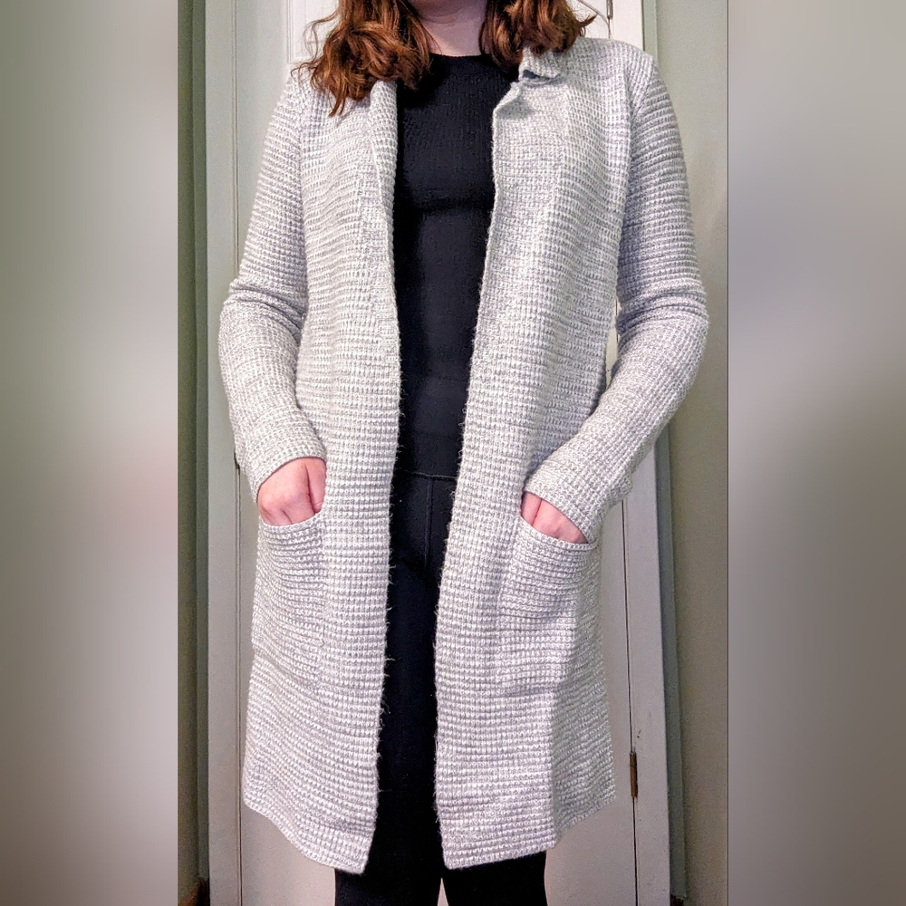 Dynamite Grey & White Knit Sweater Coat | Size XS